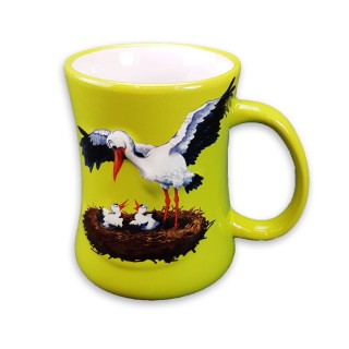 Mug en céramique "Cigogne" vert
