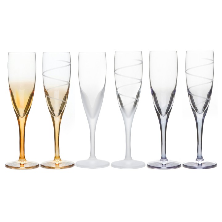 Coffret de 6 flûtes artisanales colorées en cristal