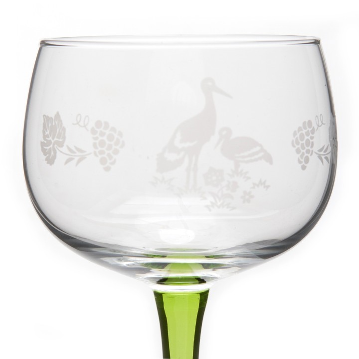 6 Verres à Vin d'Alsace motif CIGOGNE