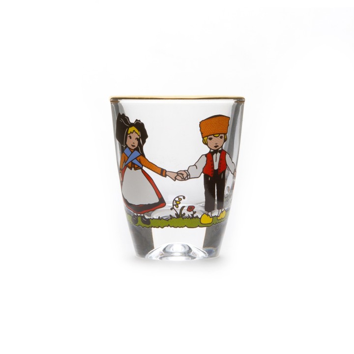 Coffret de 6 petits verres à eau de vie, motif Hansi