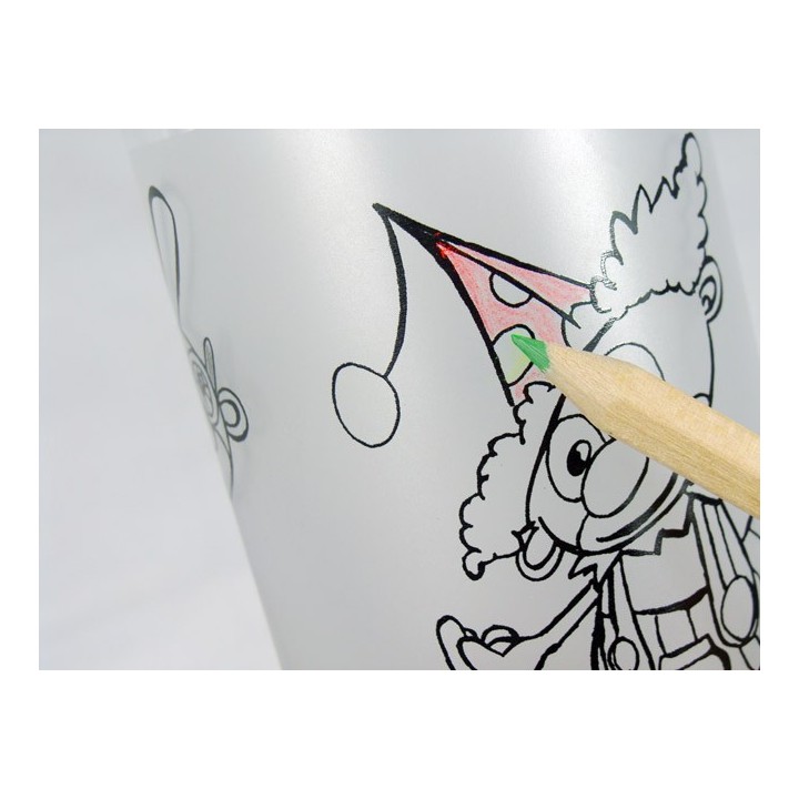 Verre avec 3 clowns à colorier - réutilisable après lave-vaisselle