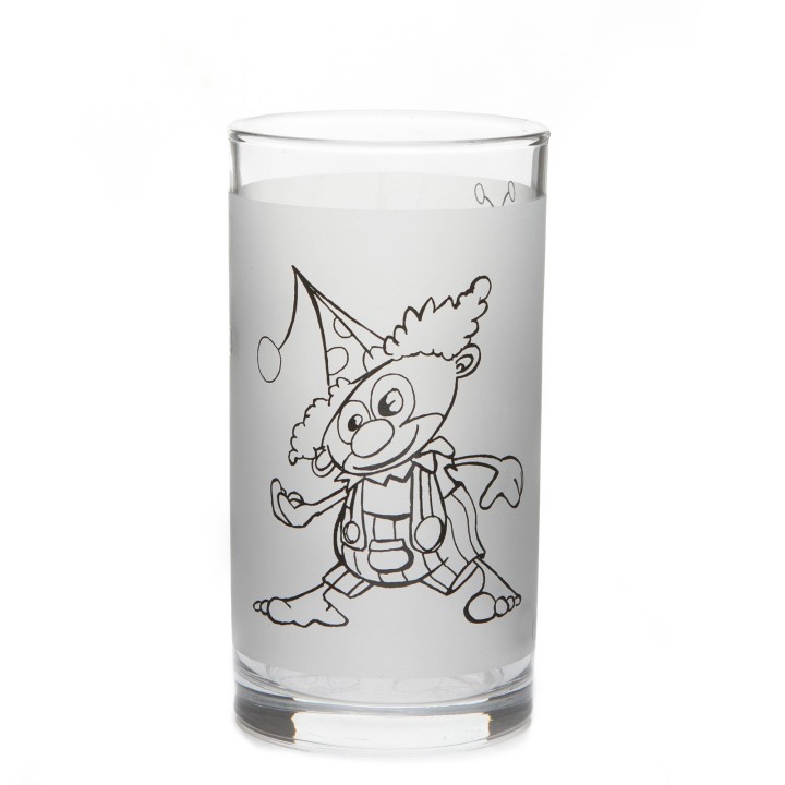 Verre avec 3 clowns à colorier - réutilisable après lave-vaisselle