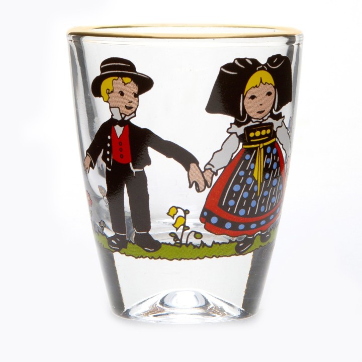 Coffret de 6 petits verres à eau de vie, motif Hansi