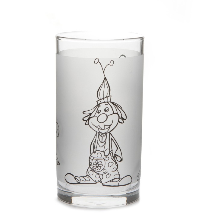 Verre avec 3 clowns à colorier - réutilisable après lave-vaisselle
