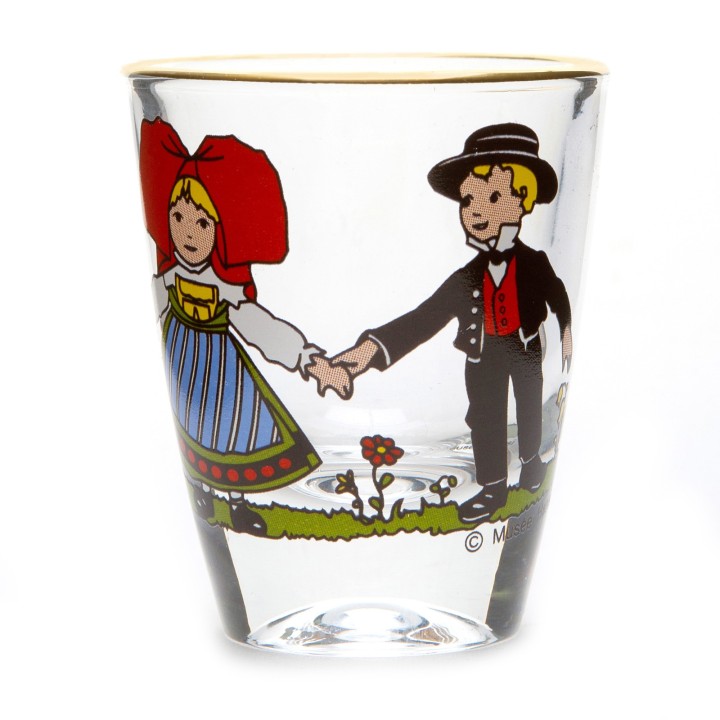Coffret de 6 petits verres à eau de vie, motif Hansi