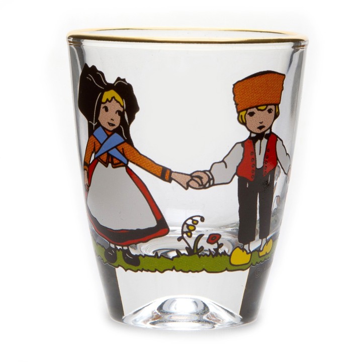 Coffret de 6 petits verres à eau de vie, motif Hansi