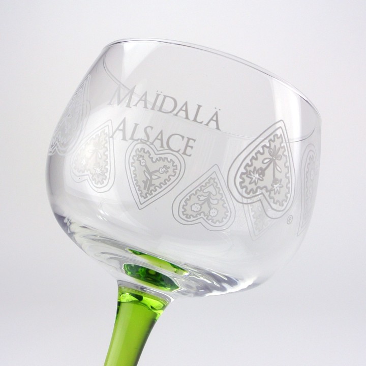 6 Verres à Vin d'Alsace motif MAÏDALÄ coeurs