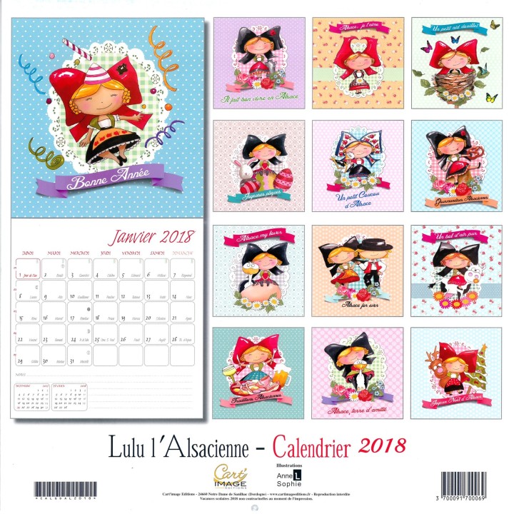 Calendrier 2018 "Lulu l'Alsacienne" (30cm x 30cm)