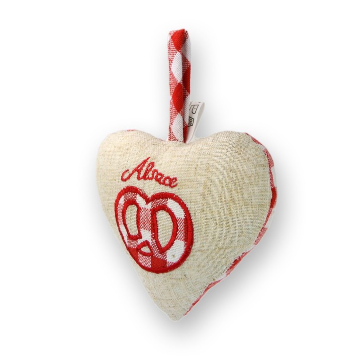 Coeur à suspendre Bretzel, dos Vichy rouge