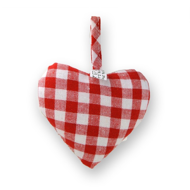 Coeur à suspendre Bretzel, dos Vichy rouge