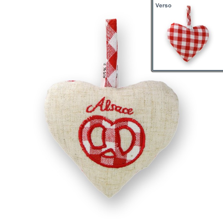 Coeur à suspendre Bretzel, dos Vichy rouge