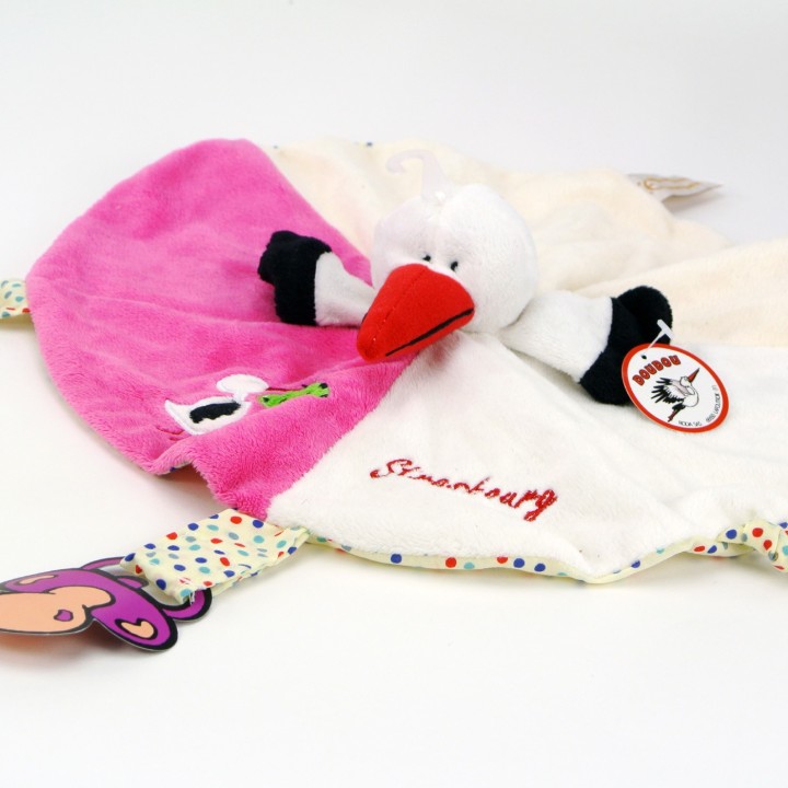Doudou Cigogne Strasbourg - Rose