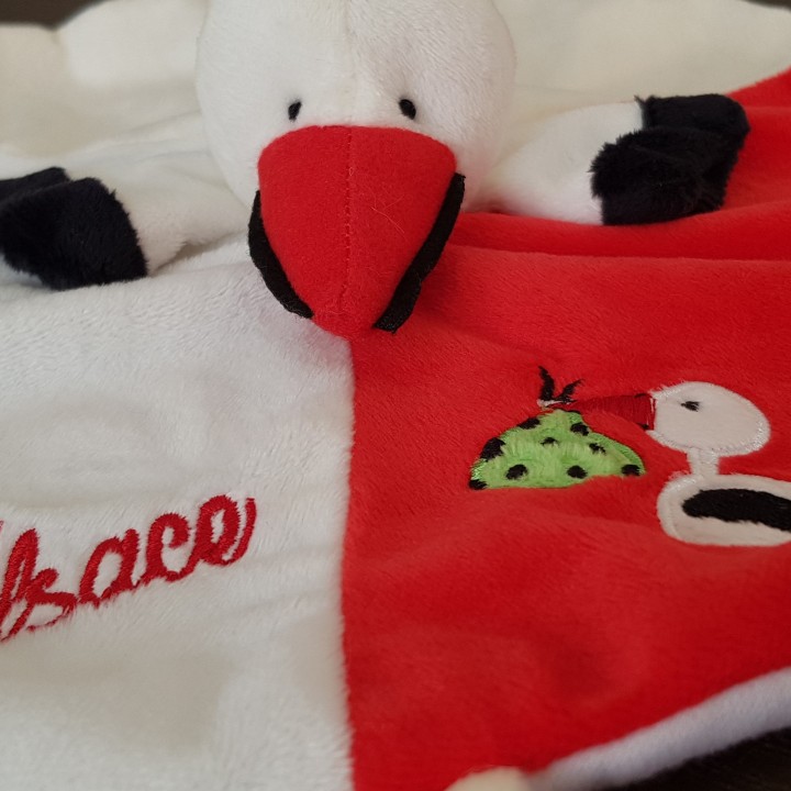 Doudou Cigogne Alsace - Rouge