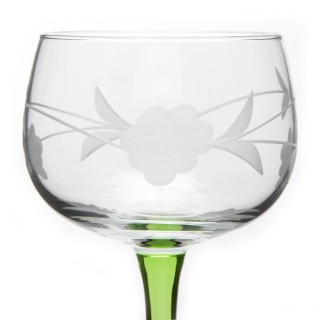 6 verres à vin blanc motif 4 grappes - taillé main