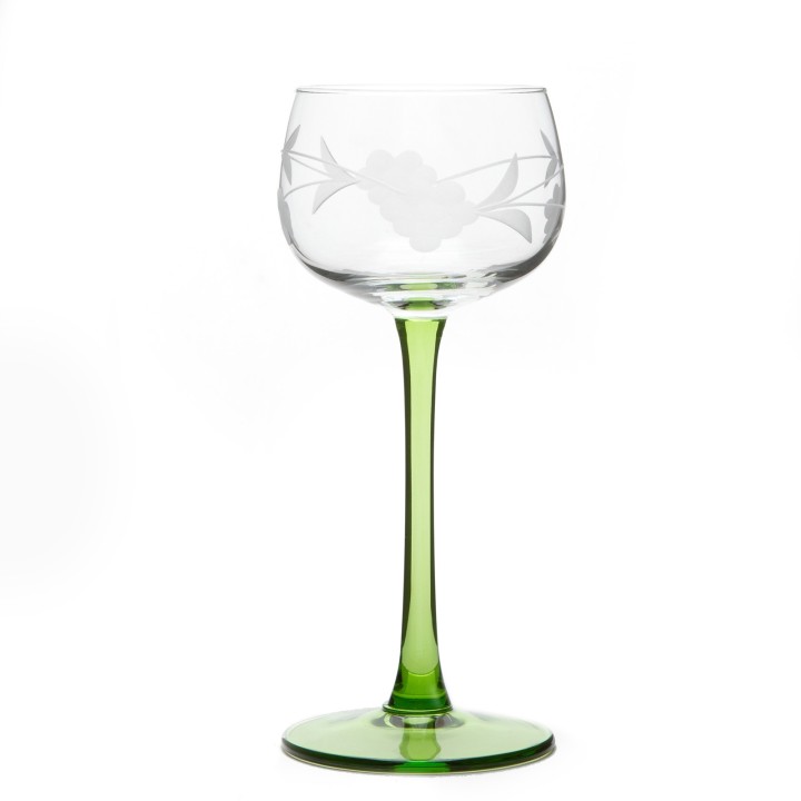 6 verres à vin blanc motif 4 grappes - taillé main