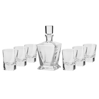Coffret 7 pièces service à Whisky "CARO" - cristallin soufflé bouche