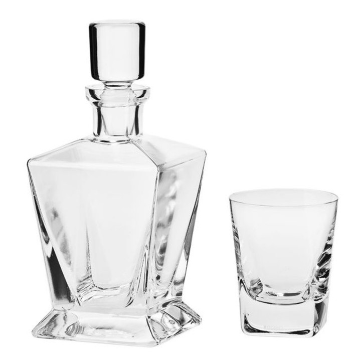 Coffret 7 pièces service à Whisky "CARO" - cristallin soufflé bouche