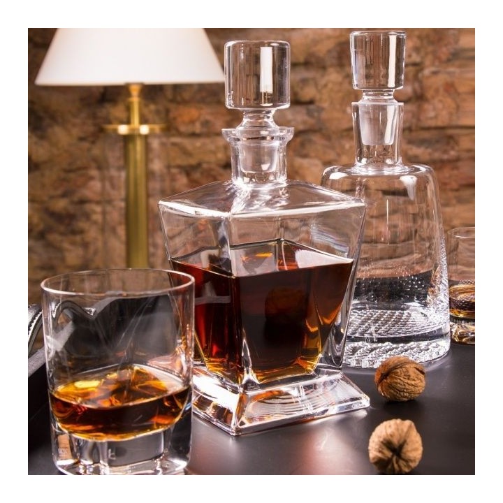 Coffret 7 pièces service à Whisky "CARO" - cristallin soufflé bouche