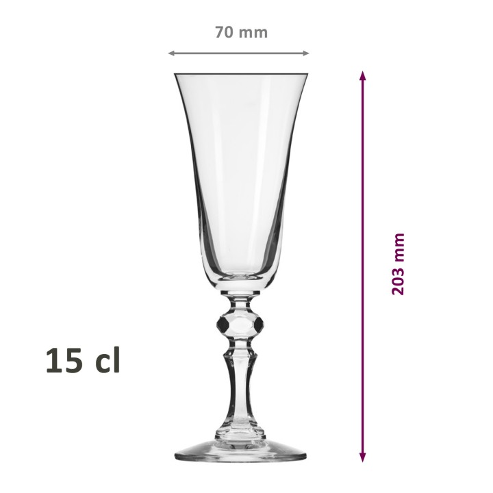 6 Flûtes à champagne "KRISTA" 15 cl - cristallin sans plomb