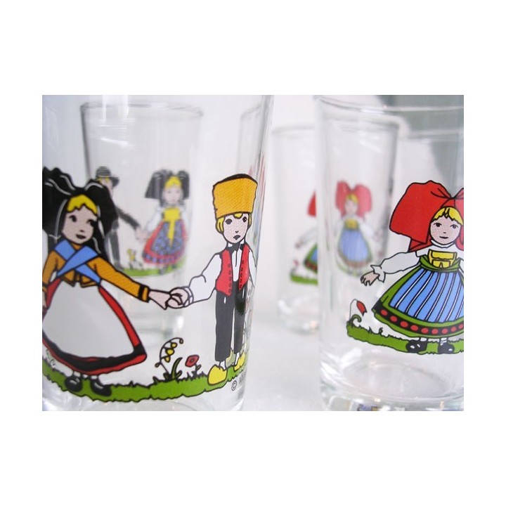 6 Verres dégustation "SÄNTIS" vin d'Alsace  motif HANSI