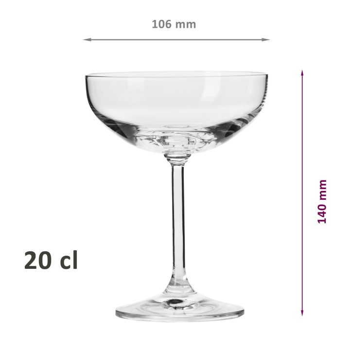 6 Coupes à champagne "VENEZIA" 20 cl - cristallin sans plomb