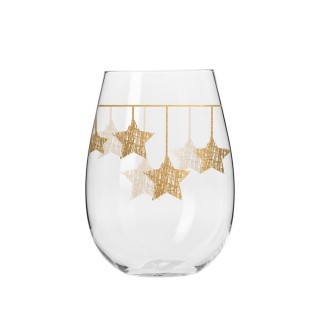6 verres avec décor étoiles de Noël dorées suspendues - 50 cl