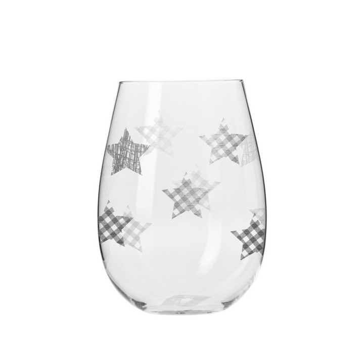 6 verres avec décor étoiles de Noël argentées - 50 cl