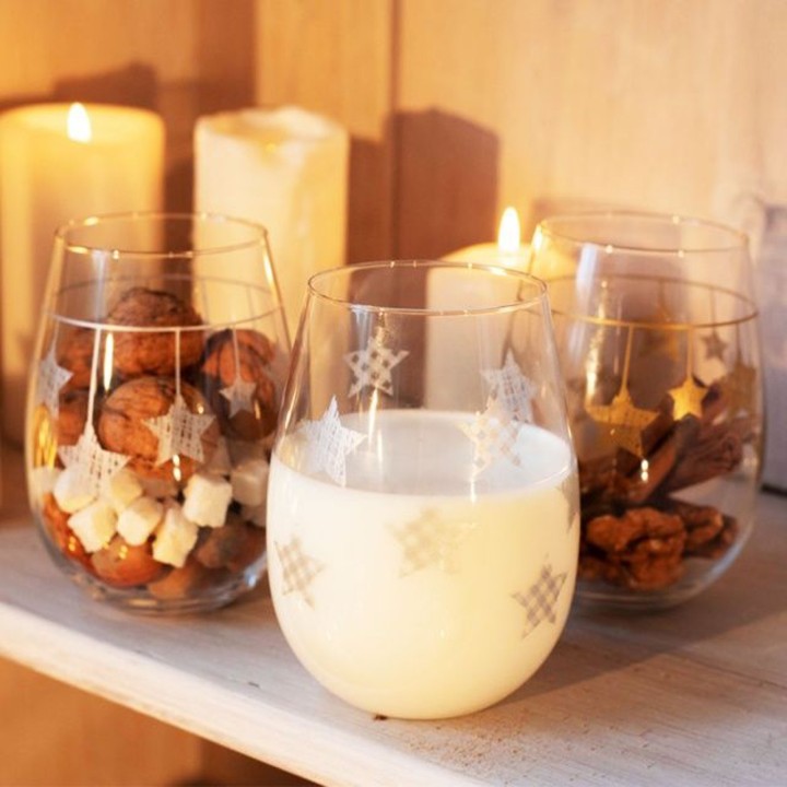 6 verres avec décor étoiles de Noël argentées - 50 cl