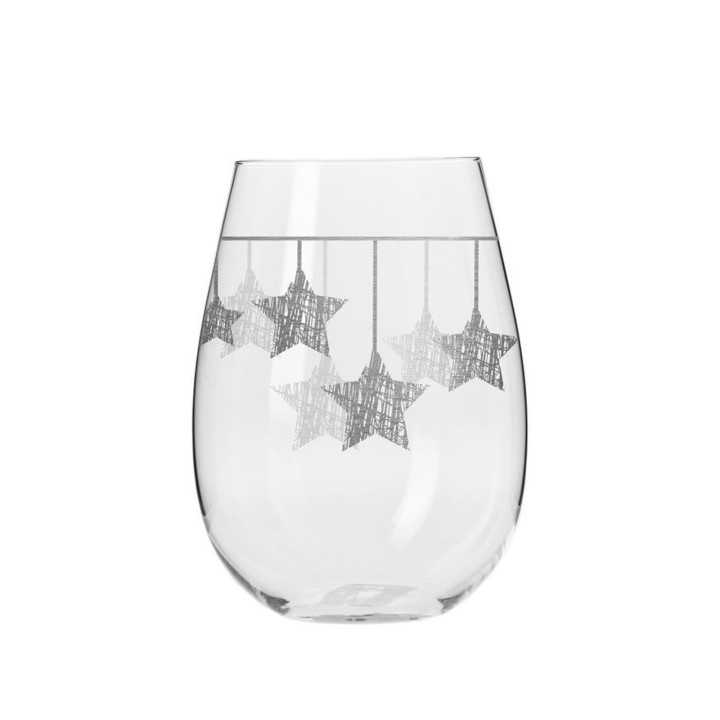 6 verres avec décor étoiles de Noël argentées suspendues - 50 cl
