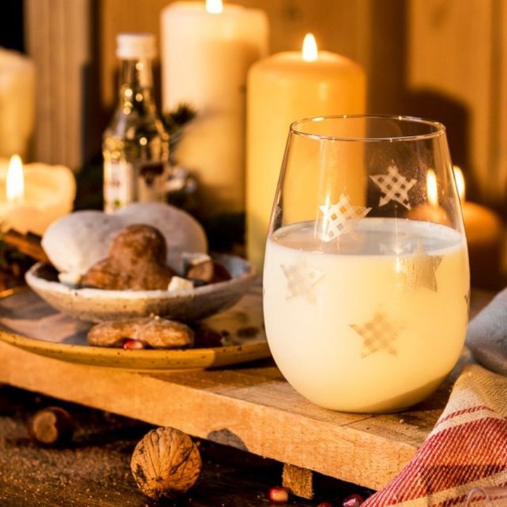 6 verres avec décor étoiles de Noël argentées suspendues - 50 cl