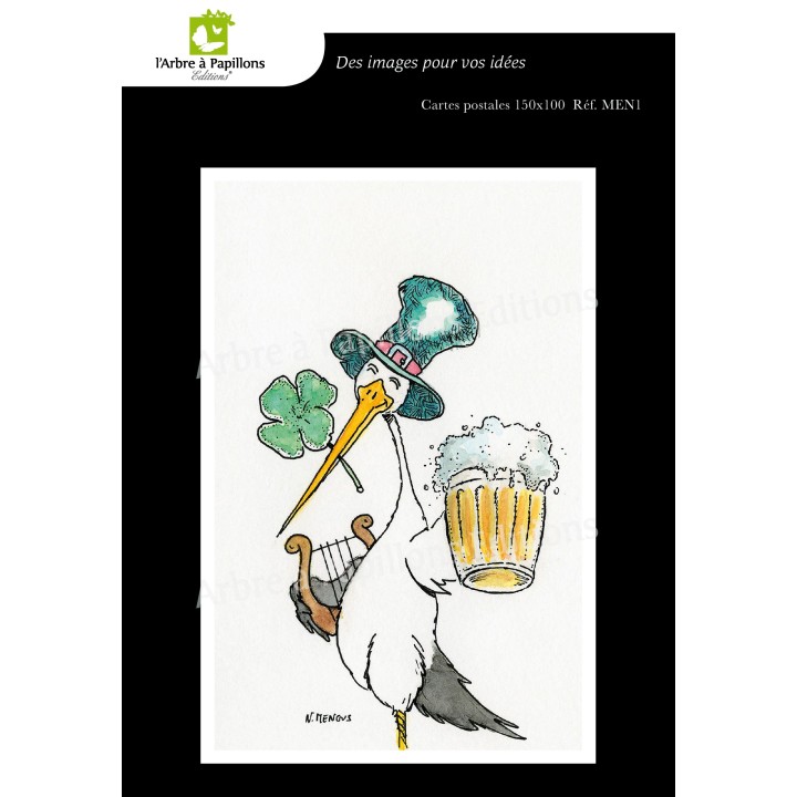 Lot de 7 cartes postales - Dessins Nicolas Mengus - CIGOGNE HUMORISTIQUE 1