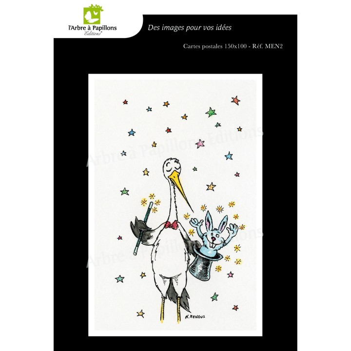 Lot de 7 cartes postales - Dessins Nicolas Mengus - CIGOGNE HUMORISTIQUE 1