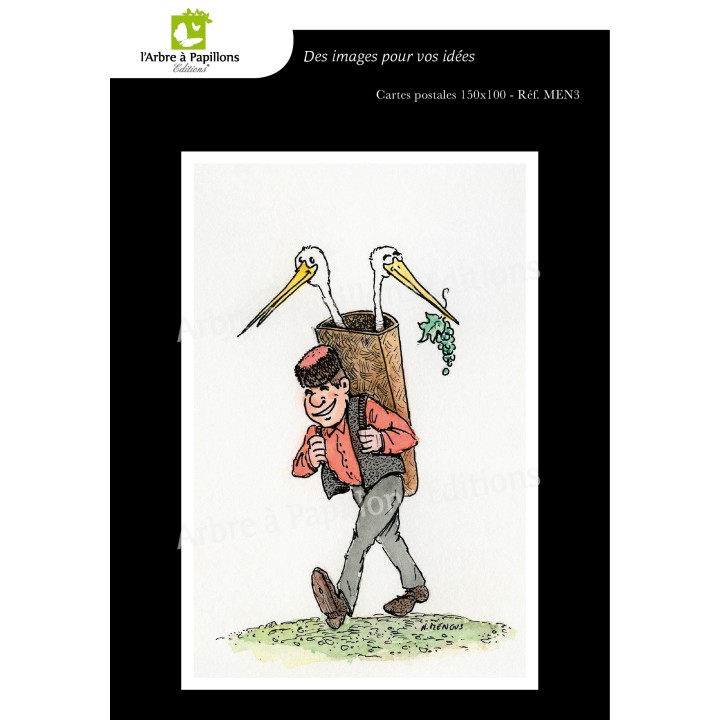 Lot de 7 cartes postales - Dessins Nicolas Mengus - CIGOGNE HUMORISTIQUE 1