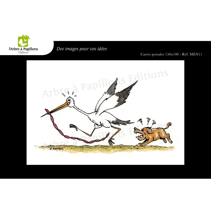 Lot de 7 cartes postales - Dessins Nicolas Mengus - CIGOGNE HUMORISTIQUE 1