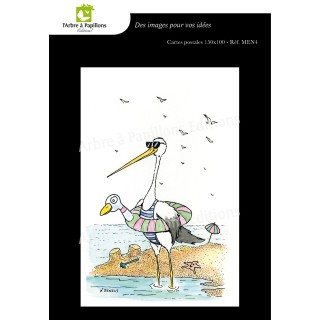 Lot de 7 cartes postales - Dessins Nicolas Mengus - CIGOGNE HUMORISTIQUE 2