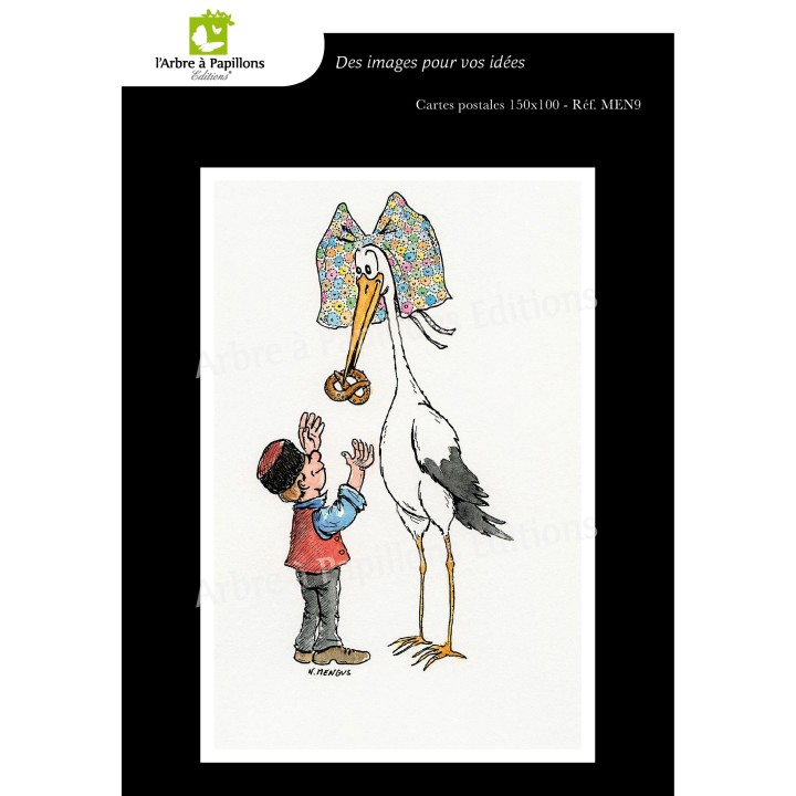Lot de 7 cartes postales - Dessins Nicolas Mengus - CIGOGNE HUMORISTIQUE 2