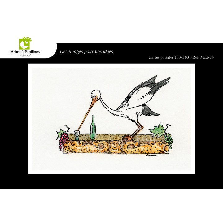 Lot de 7 cartes postales - Dessins Nicolas Mengus - CIGOGNE HUMORISTIQUE 2
