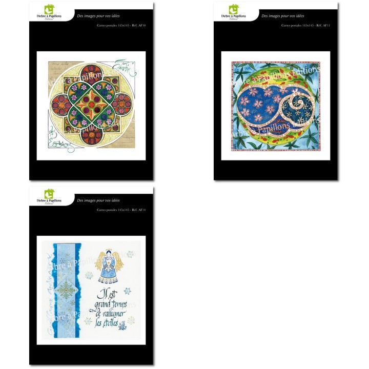 Lot de 3 cartes - Enluminures Anne Friant