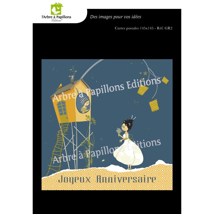 Lot de 3 cartes - Dessins Carine Grebill - ANNIVERSAIRE 2