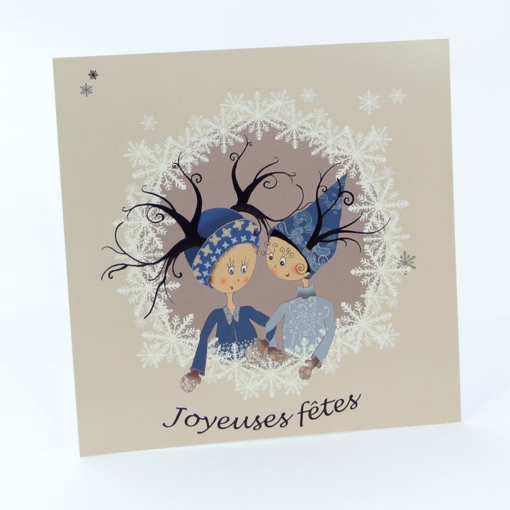 Lot de 3 cartes - Dessins Carine Grebill - VOEUX
