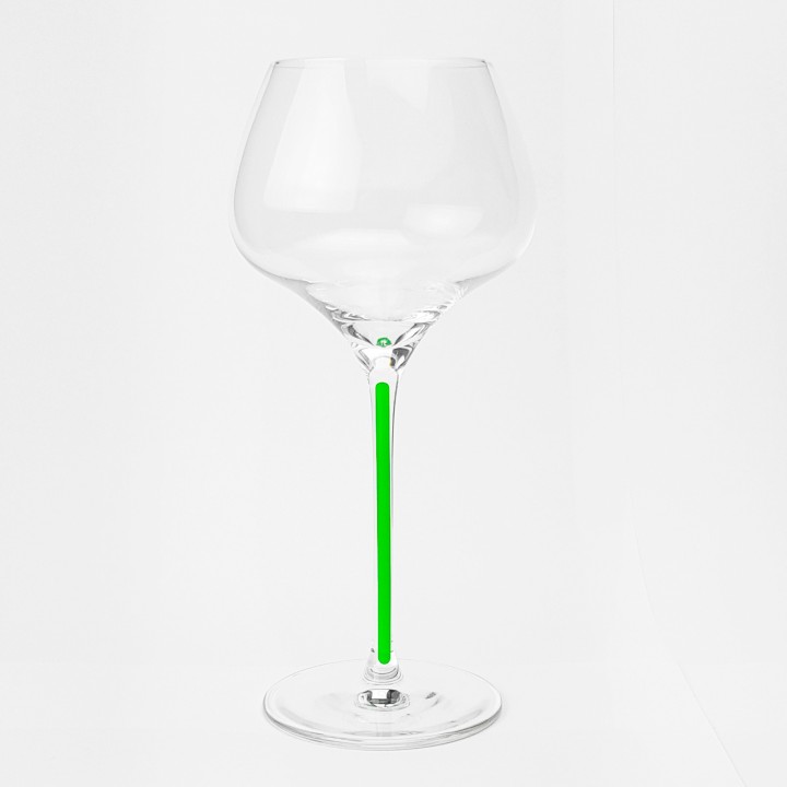 6 Verres "Grand Sommelier d'Alsace" avec jambe verte