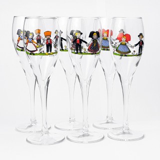 6 Flûtes à Crémant d'Alsace motif "HANSI"