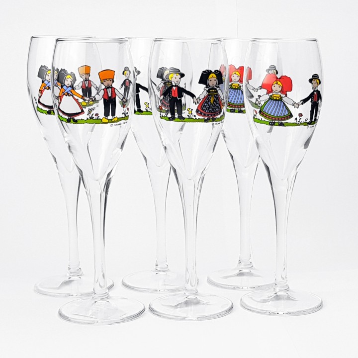 6 Flûtes à Crémant d'Alsace motif "HANSI"