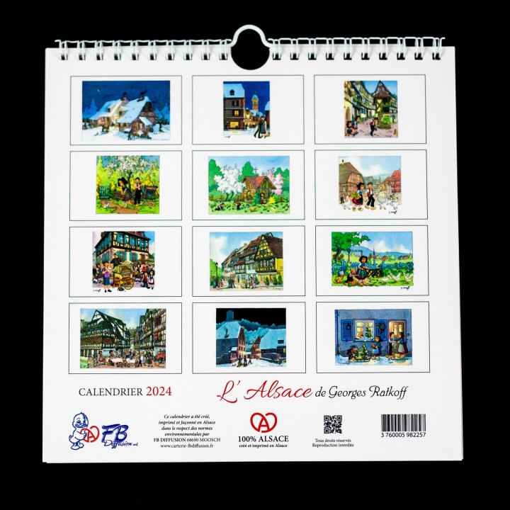 Calendrier L'Alsace Enchantée 2024 de Ratkoff  (19,5cm x 20cm)