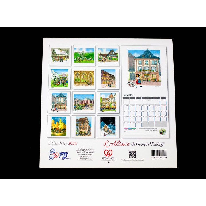 Calendrier L'Alsace Enchantée 2024 de Ratkoff (30cm x 30cm)