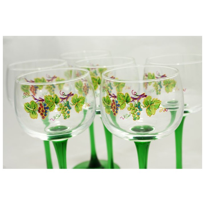 6 Verres à Vin d'Alsace motif VIGNOBLE