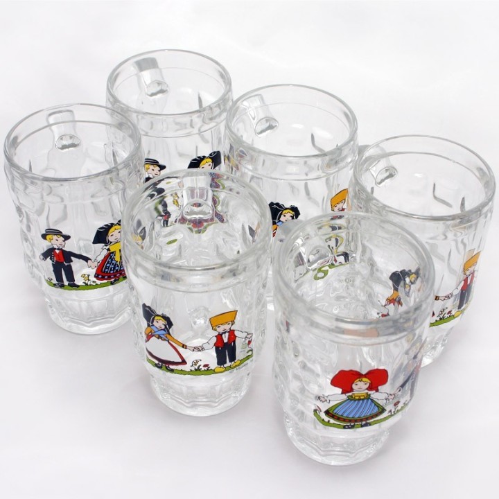 6 Bocks à bière "Malles" motif HANSI
