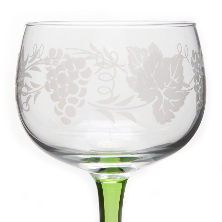 6 Verres à Vin d'Alsace motif GRAPPE