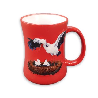 Mug en céramique "Cigogne" rouge